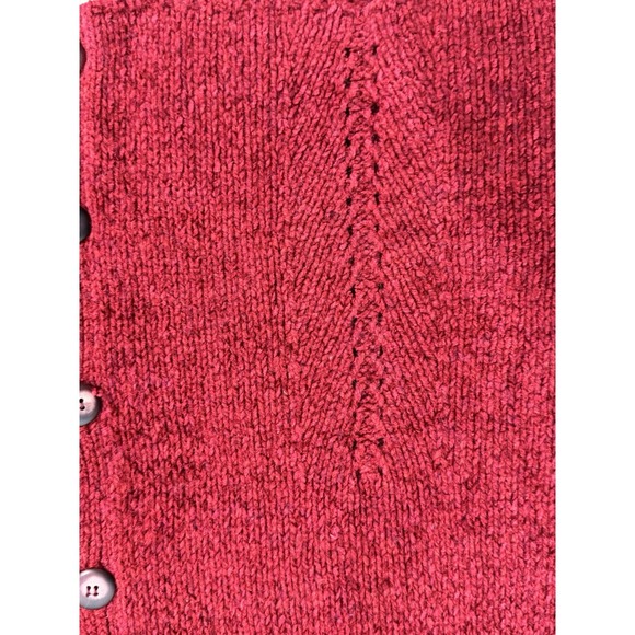 VTG Susan Bristol Embroidered Birds Nest Wool Blend Red Cardigan Sweater Size L - Picture 7 of 11